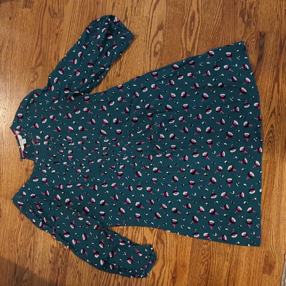 Boden Green Floral Print Pleat Front Dress Size 6
